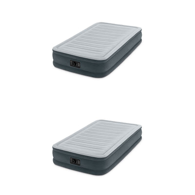 Intex PVC Dura-Beam Series Mid Rise Airbed with Built In Pump, Twin (2 Pack)