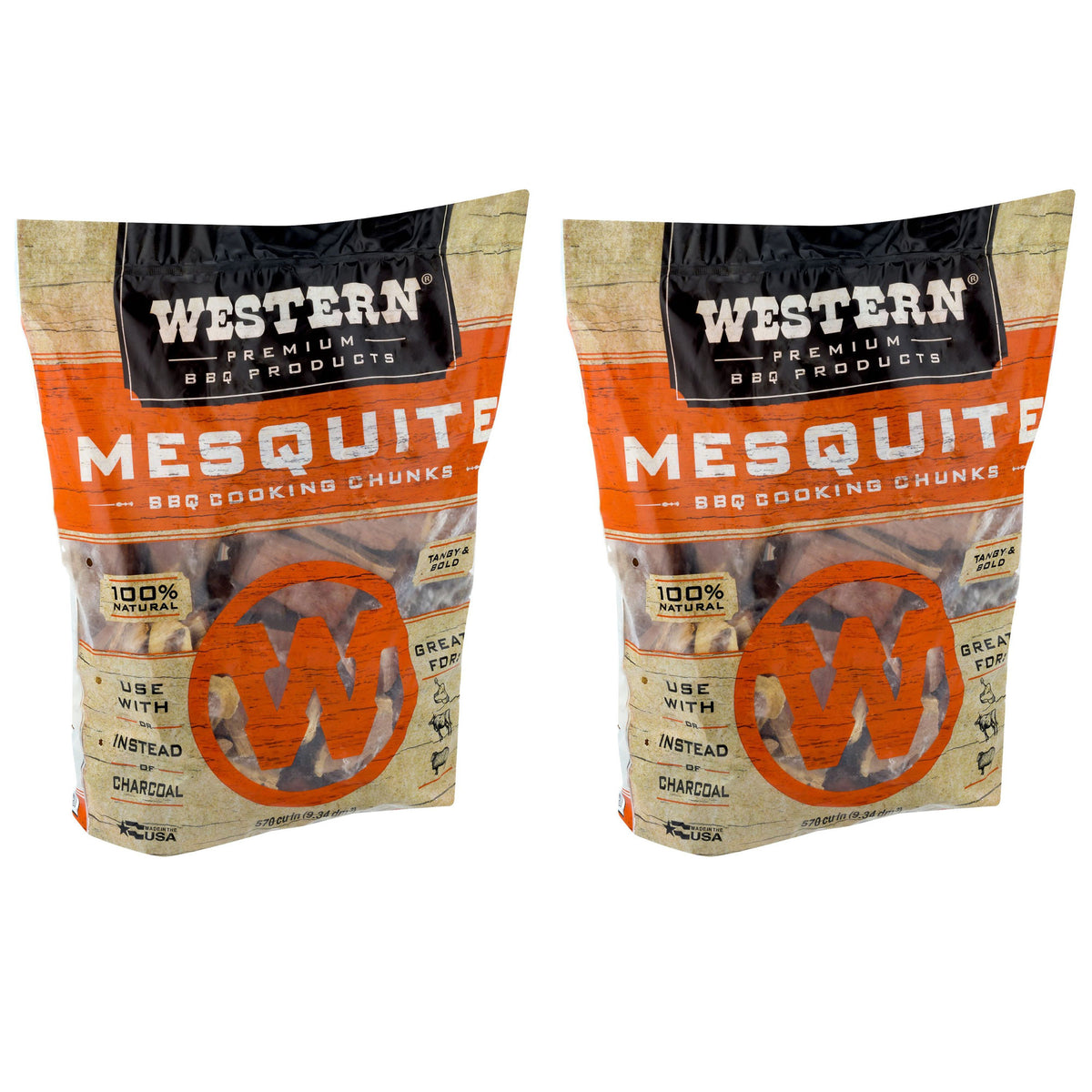 Western Premium BBQ 1.3 Cu Ft Mesquite Flavor Wood Cooking Chunks (2 Pack)