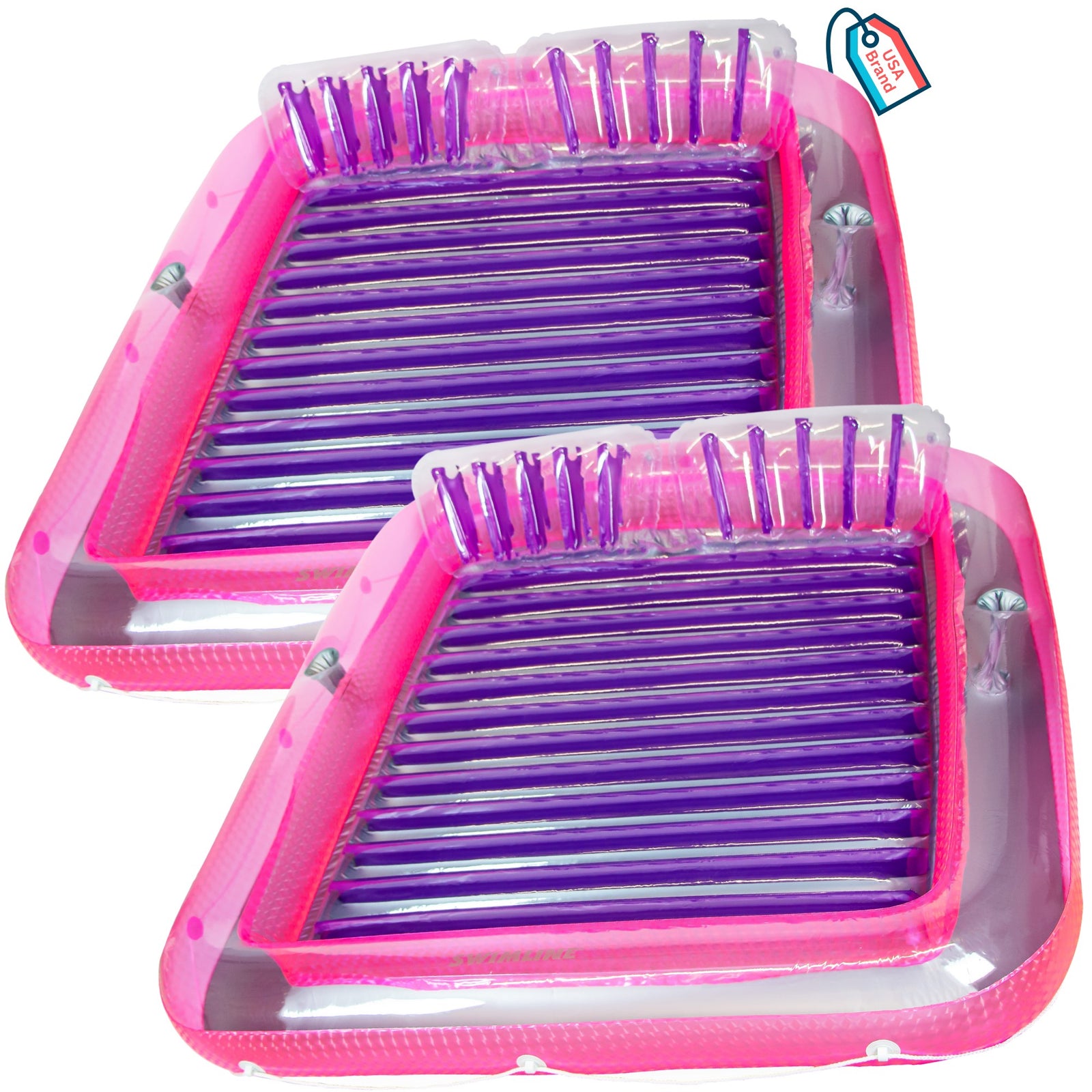 Swimline Original XL Suntan Tub Outdoor Water Lounge Float, Pink/Purple (2 Pack) - VMInnovations