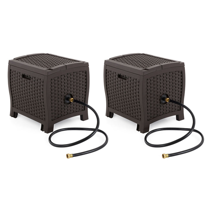 Suncast 175 Foot Slide Trak Outdoor Garden Water Hose Hideaway, Mocha (2 Pack) - VMInnovations