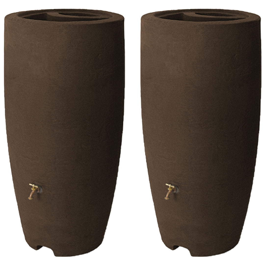 Algreen Athena 80 Gallon Rain Water Collection Drum Barrel, Brownstone (2 Pack) - VMInnovations