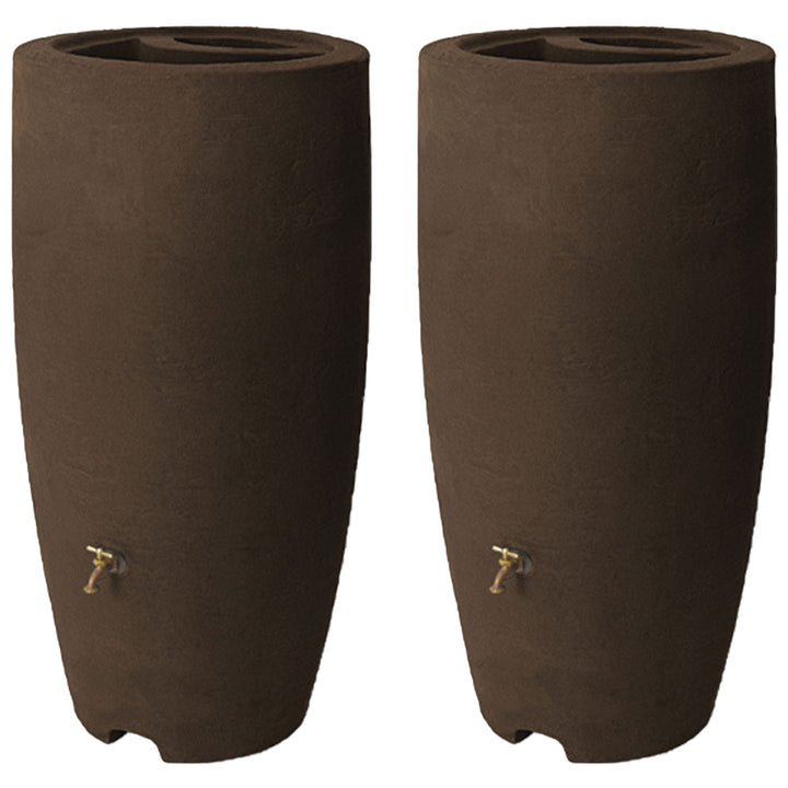 Algreen Athena 80 Gallon Rain Water Collection Drum Barrel, Brownstone (2 Pack) - VMInnovations