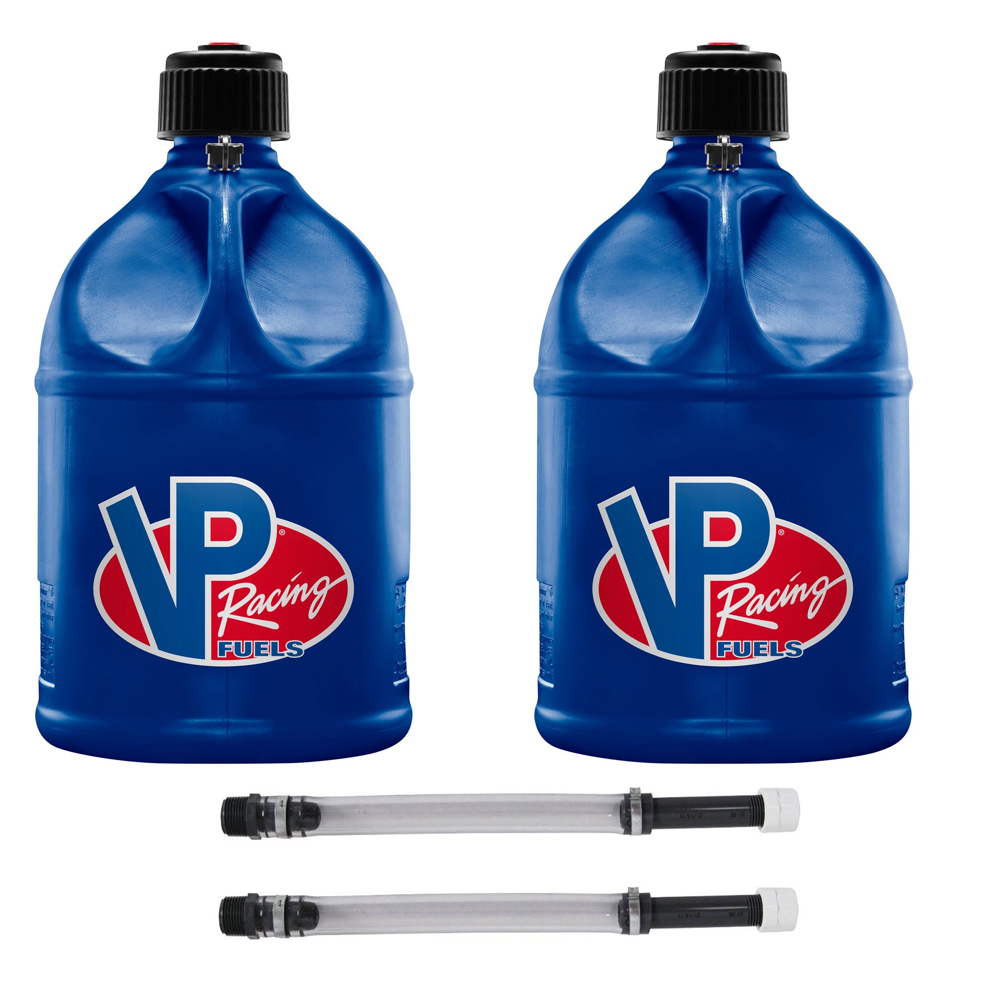 VP Racing Fuels 5.5 Gallon Utility Container Blue w/ Deluxe Filler Hoses (2 Pack)