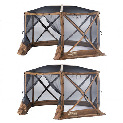 Clam Quick Set Escape Sky Screen Portable Camping Outdoor Gazebo, Brown (2 Pack)