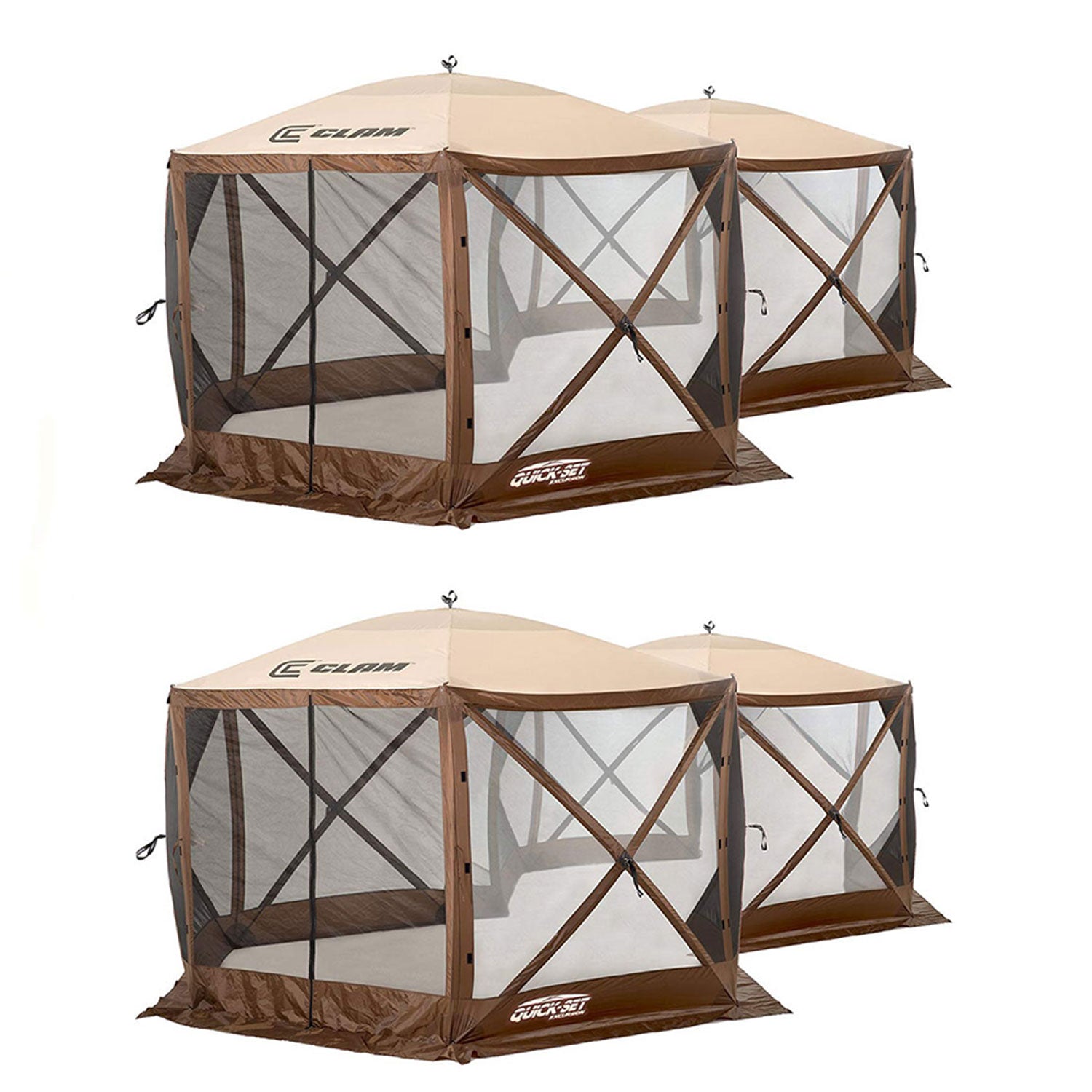 Clam Quick Set Excursion Pop Up 2 Room Outdoor Gazebo Canopy Shelter (2 Pack)