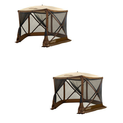Clam QuickSet Venture Portable Outdoor Gazebo Canopy Shelter, Brown (2 Pack)