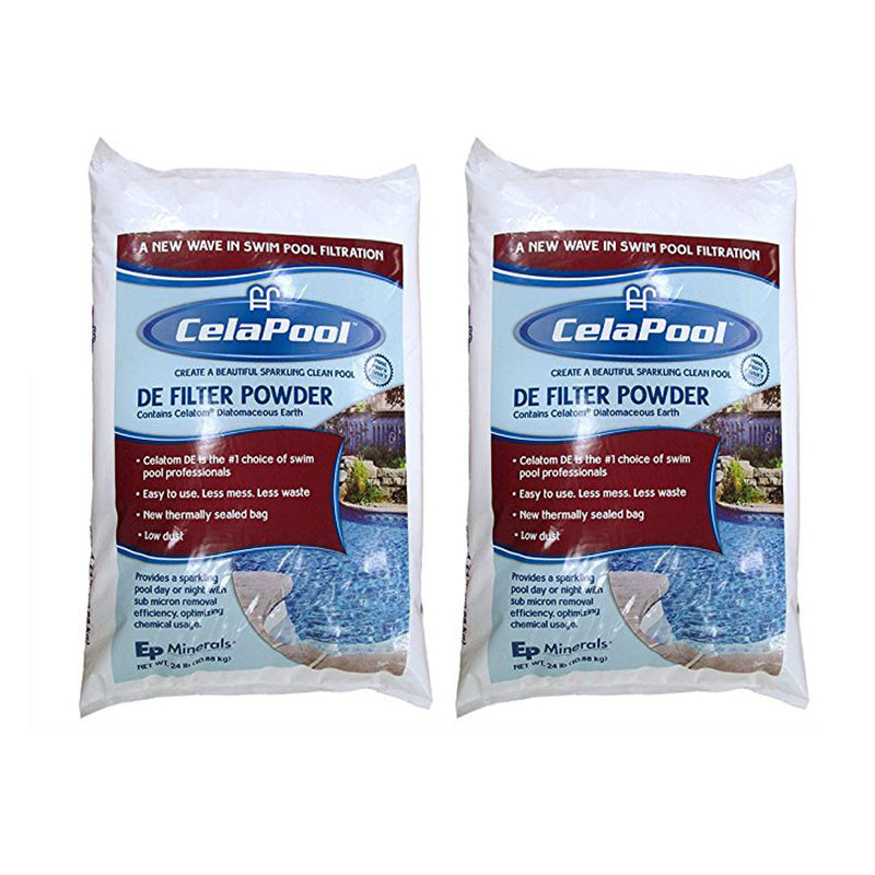 CelaPool Low Dust Swimming Pool DE Filter Diatomaceous Earth Powder 12lbs 2-pack