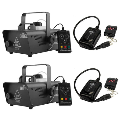 CHAUVET DJ Hurricane 1600 2.4L Fog Machine (2 Pack) + Wireless Remote (2 Pack)