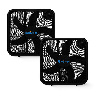 Hurricane 20" Classic Series Floor Box Fan with 3 Speed Settings, Black, 2 Pack