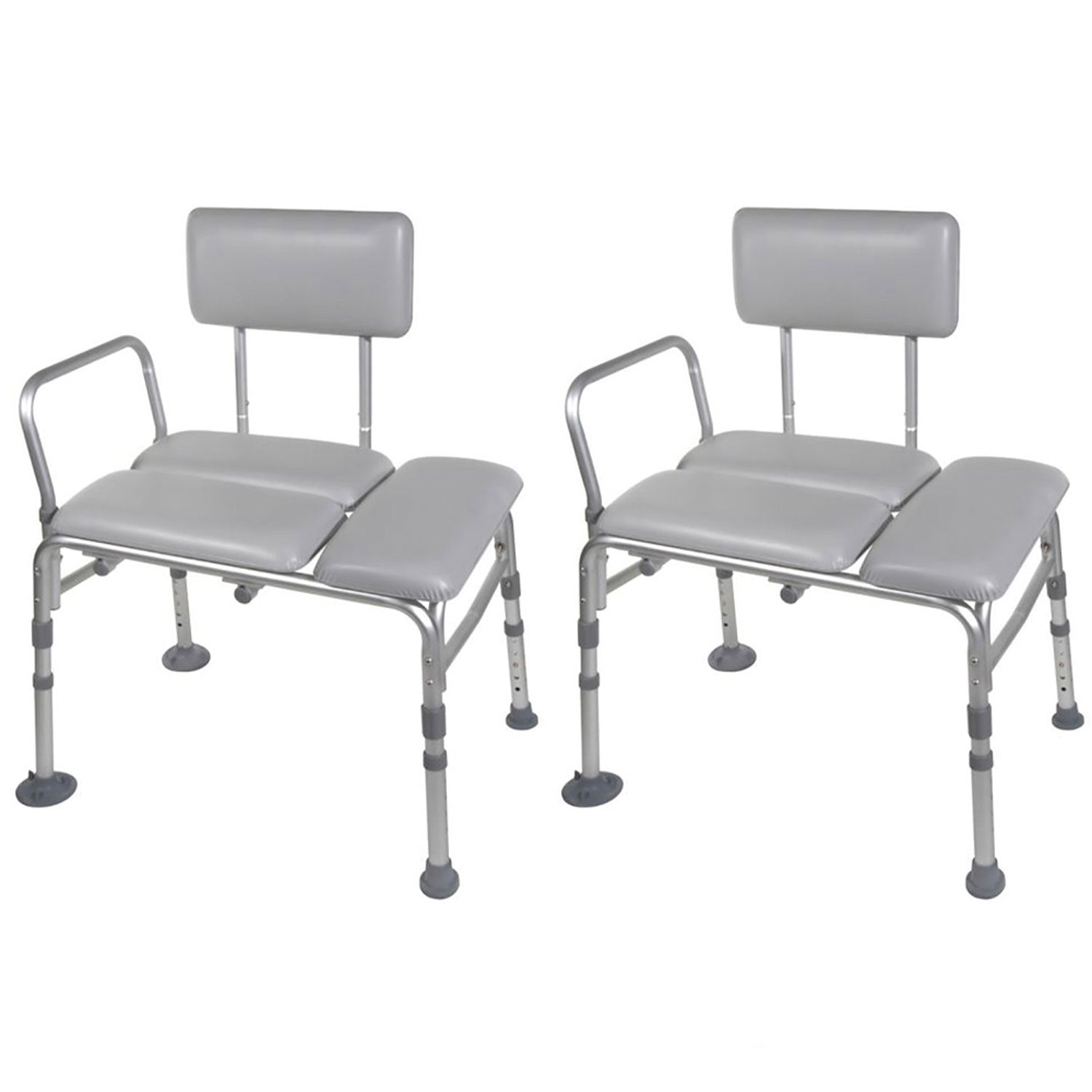 Bios Living Non Slip Adjustable Bath Transfer Bench with Back, Gray (2 Pack)
