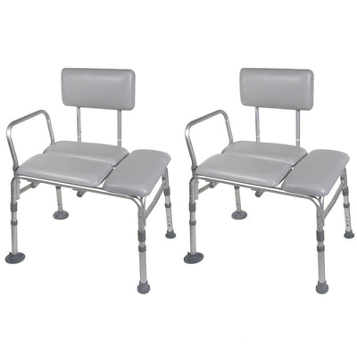 Bios Living Non Slip Adjustable Bath Transfer Bench with Back, Gray (2 Pack)