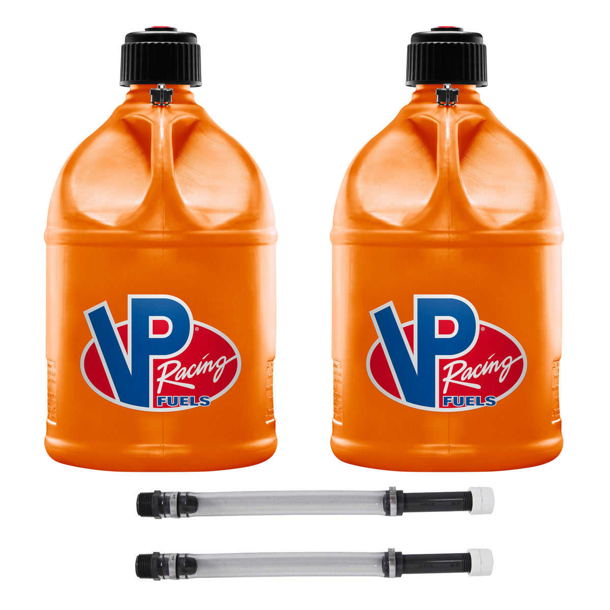 VP Racing Motorsport 5 Gallon Round Plastic Utility Jug (2 Pack) & Hose (2 Pack)