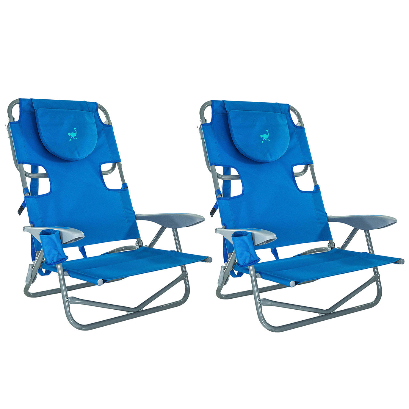Ostrich On-Your-Back Outdoor Lounge 5 Position Reclining Beach Chair (2 Pack) - VMInnovations