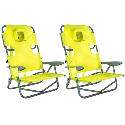 Ostrich On-Your-Back Outdoor Lounge 5 Position Reclining Beach Chair (2 Pack) - VMInnovations