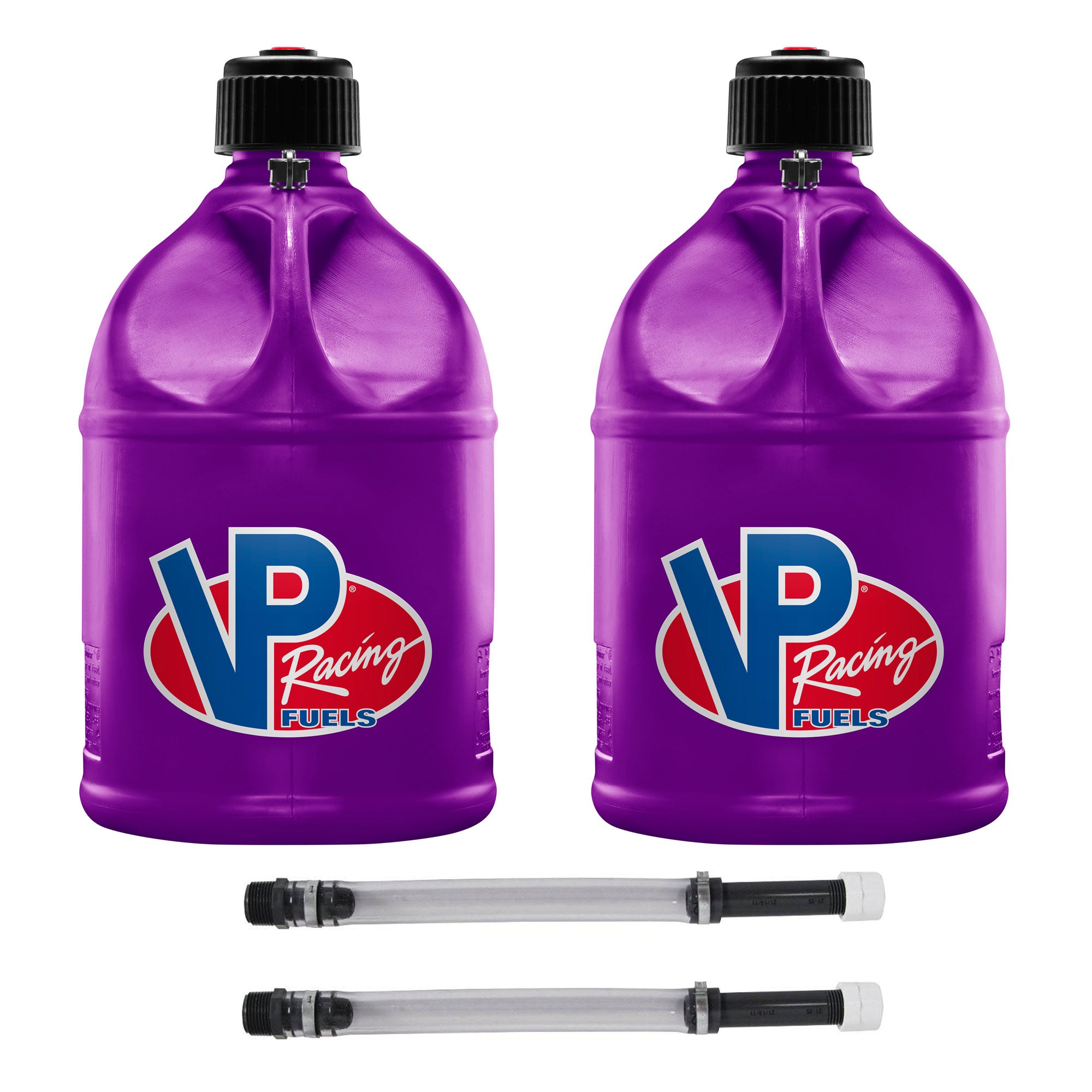 VP Racing Motorsport 5.5 Gallon Round Plastic Utility Jug (2 Pack) & Hose (2 Pack)