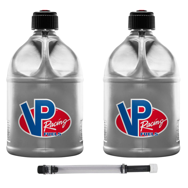 VP Racing Motorsport 5.5 Gallon Round Plastic Utility Jug (2 Pack) & 14 Inch Hose