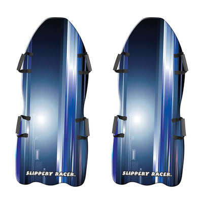 Slippery Racer Downhill Falcon Kids Foam Toboggan Snow Sled, Midnight (2 Pack) - VMInnovations