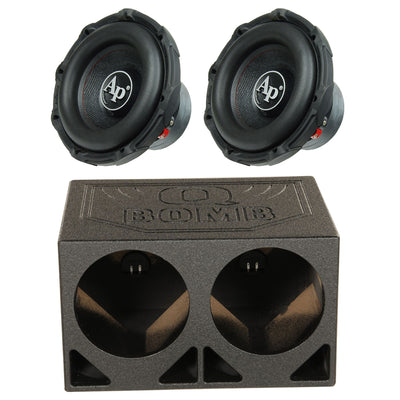 AudioPipe TXX-BD2-10 High Power 1200W 10" Car Subwoofer (2 Pack) & Dual Sub Box