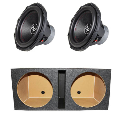 AudioPipe TXX-BDC2-15 High Power 1800W 15" Car Subwoofer (2 Pack) & Dual Sub Box