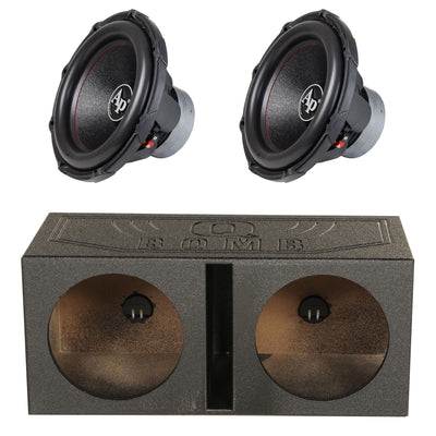 AudioPipe TXX-BDC2-15 High Power 1800W 15" Car Subwoofer (2 Pack) & Dual Sub Box