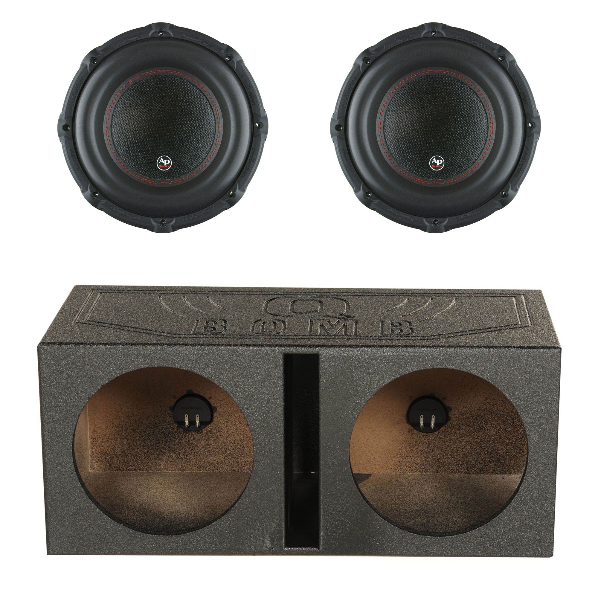 Audiopipe TXX-BD3-12 12 Inch 1800W 4 Ohm Car Audio Subwoofer (2 Pack) & Sub Box - VMInnovations