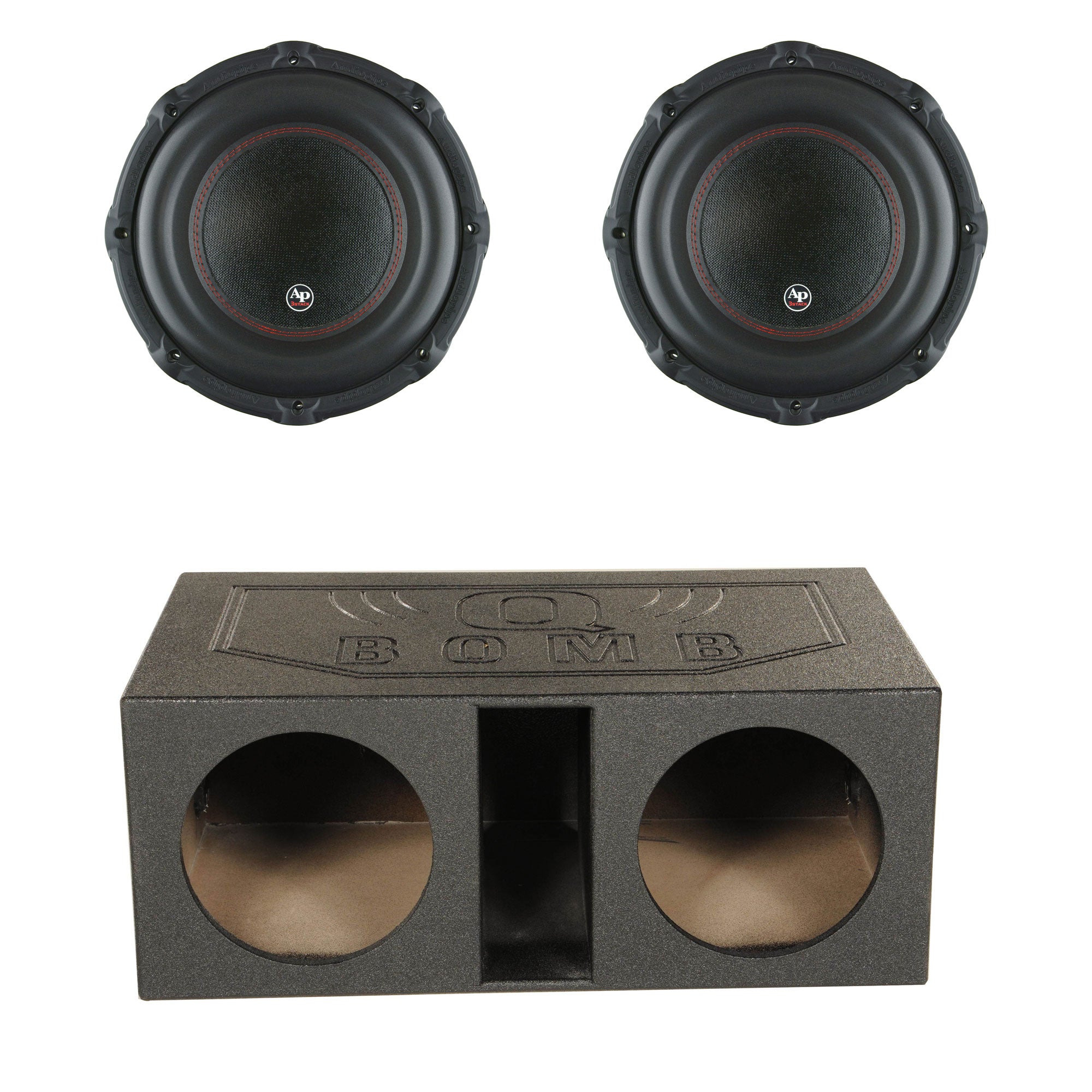 Audiopipe TXX-BD3-12 12 Inch 1800W 4 Ohm Car Audio Subwoofer (2 Pack) & Sub Box