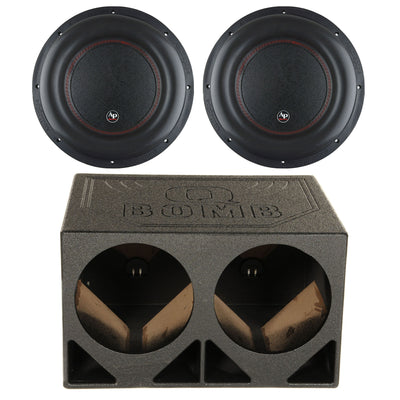 AudioPipe TXX-BDC4-12 12 Inch 2200W 4 Ohm Car Audio Subwoofer (2 Pack) & Sub Box