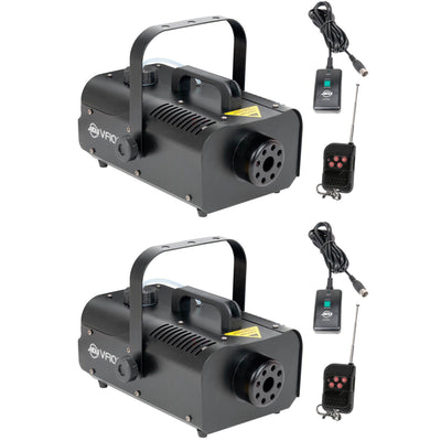 American DJ VF1000 1000W 1 Liter Mobile Smoke Fog Machine with Remotes (2 Pack)