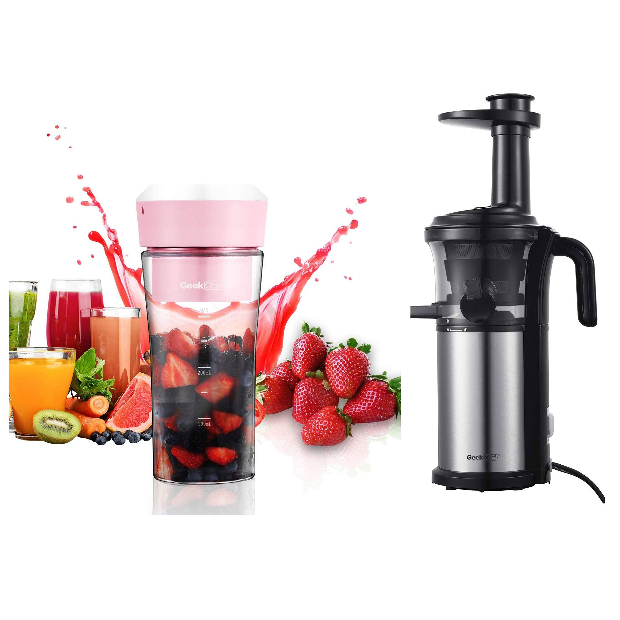 Geek Chef 10Oz Portable Cordless Rechargeable Blender & Electric Juice Extractor