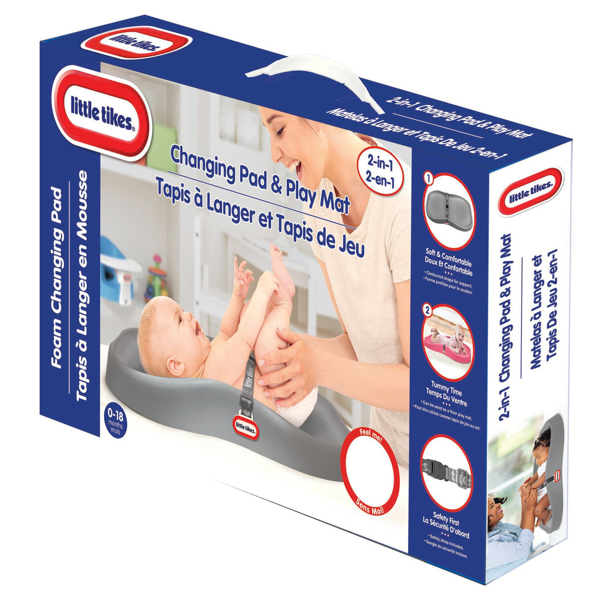 Little Tikes Deluxe 2-In-1 Baby Infant Soft Foam Changing Pad and Play Mat, Gray - VMInnovations