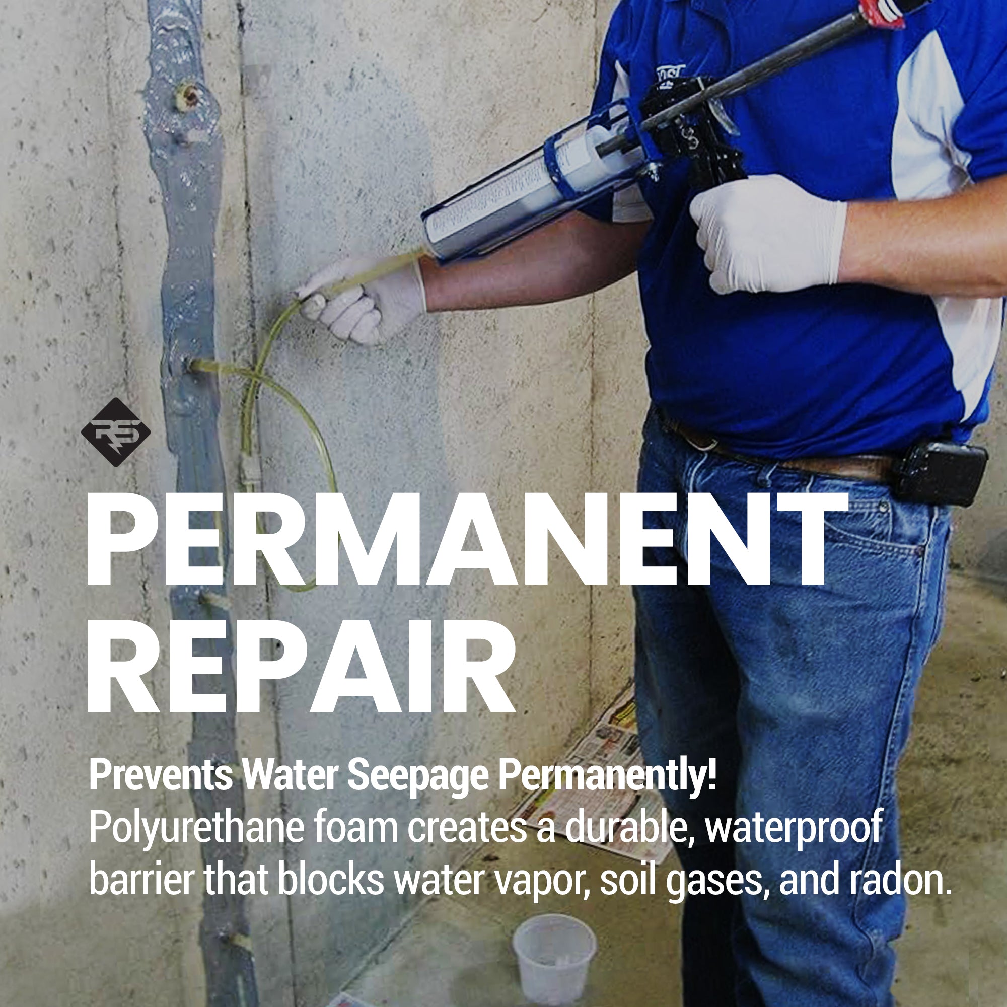 RadonSeal Concrete Foundation Crack DIY Repair Kit for Basement Wall Cracks (For Parts) - VMInnovations