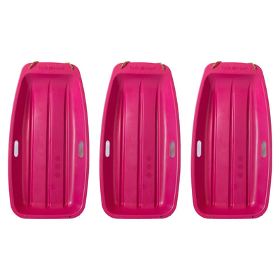 Lucky Bums Childrens Kids 35 Inch Plastic Snow Toboggan Sled, Neon Pink (3 Pack)