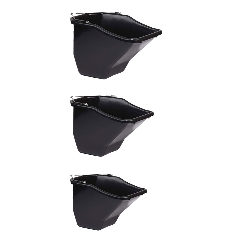 Little Giant 10 Quart Plastic Flat Back Livestock Feed Bucket, Black (3 Pack)