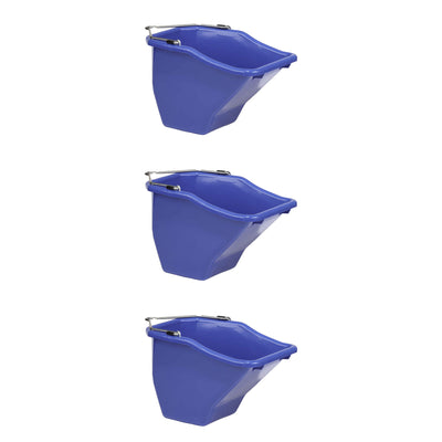 Little Giant 20 Quart Plastic Flat Back Livestock Feed Bucket, Blue (3 Pack)