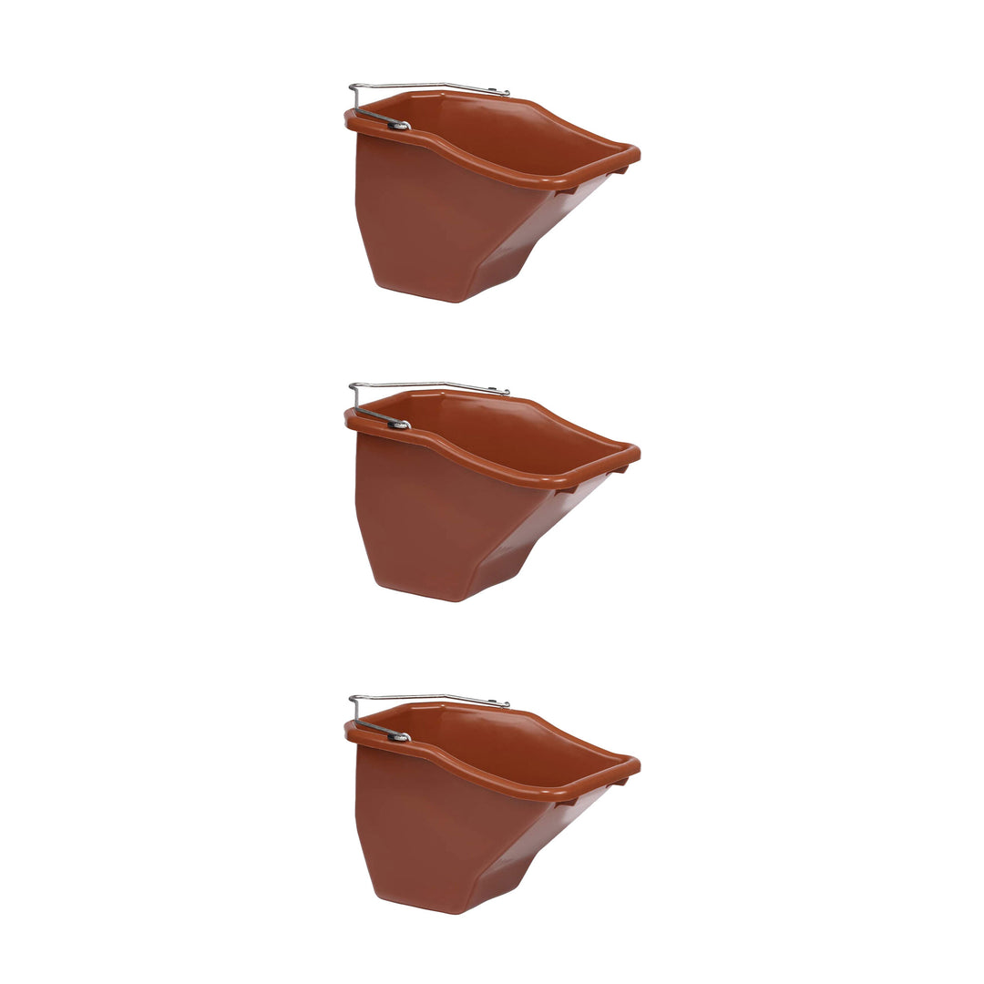 Little Giant 20 Quart Plastic Flat Back Livestock Feed Bucket, Red (3 Pack)