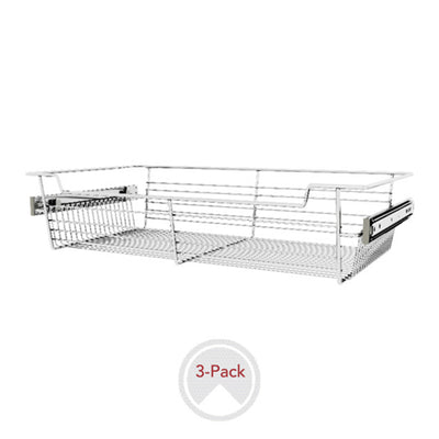 Rev-A-Shelf Sidelines CBSL-241405CR-3 24" Chrome Pullout Closet Basket (3 Pack)