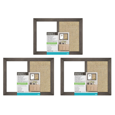 The Board Dudes 17 Inch Combo Dry Erase & Burlap Board w/ Mounting Gear (3 Pack)