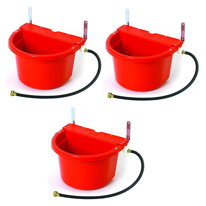 Little Giant 4 Gal Auto Float Controlled Waterer Livestock Trough, Red (3 Pack)