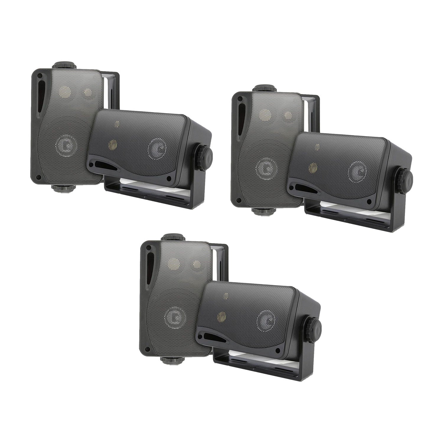 Pyle PLMR24B 3.5 Inch 3 Way Weatherproof Marine Audio Speakers, Black (3 Pair) - VMInnovations