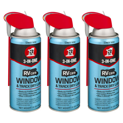3-IN-ONE Quick Dry RVcare Window and Track Dry Lube w/Straw, 10 Ounce (3 Pack)