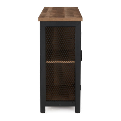 Industrial Rustic Bar Cabinet with Stemware & Wine Rack, Vintage Oak (For Parts) - VMInnovations