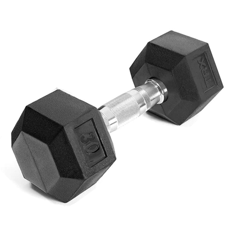 Hex Rubber 30lb Dumbbell Strength Training Workout Equipment, Single (Open Box)