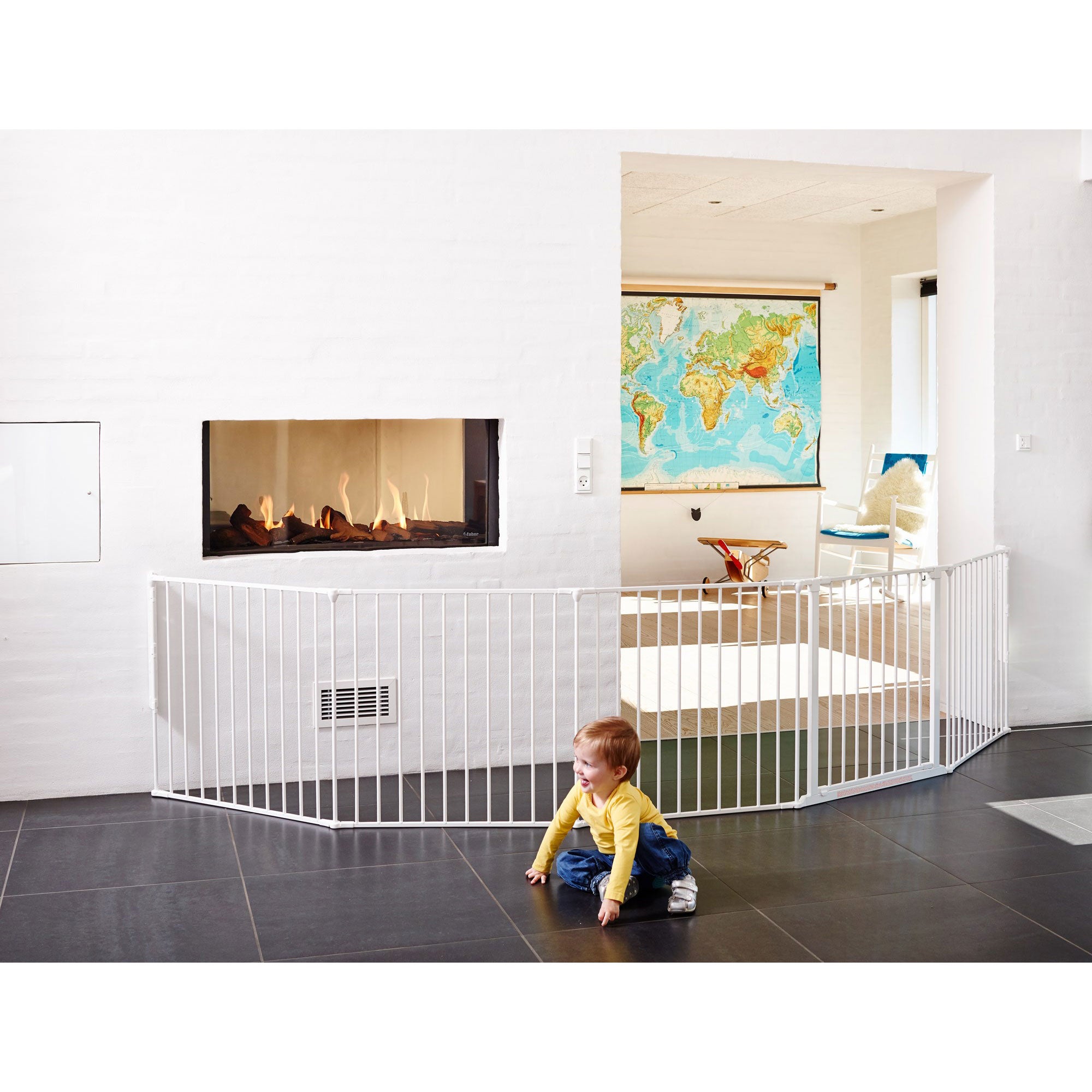 Scandinavian Pet Design Pet Flex System XXL Wall Mounted At Home Dog Gate, White - VMInnovations