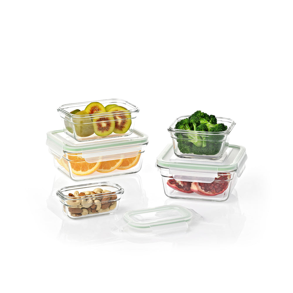 Glasslock 10 Piece Oven and Microwave Safe Glass Food Storage and Bakeware Set - VMInnovations