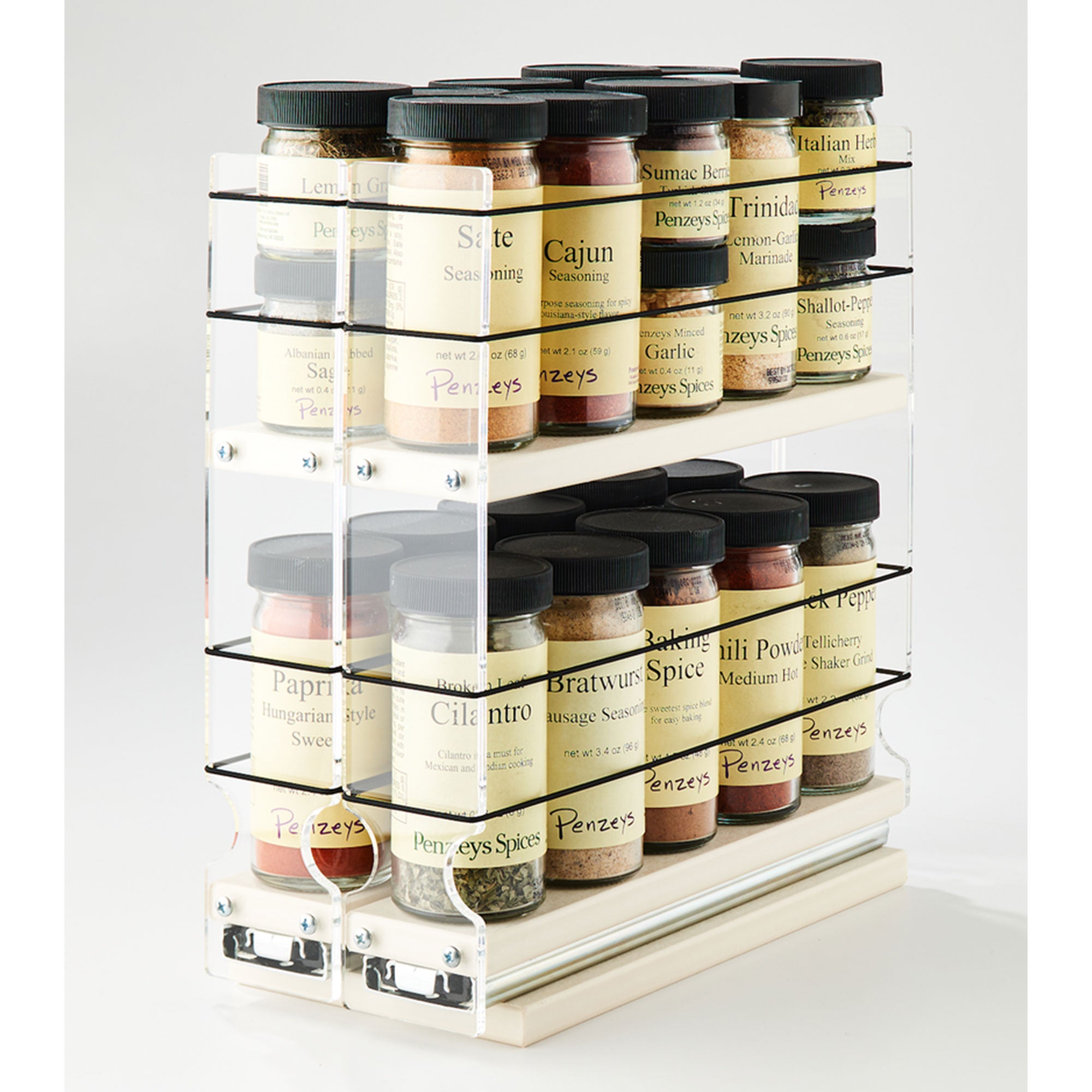 Vertical Spice Tier Sliding Spice Rack Organizer for Standard Spice Jars (Used) - VMInnovations