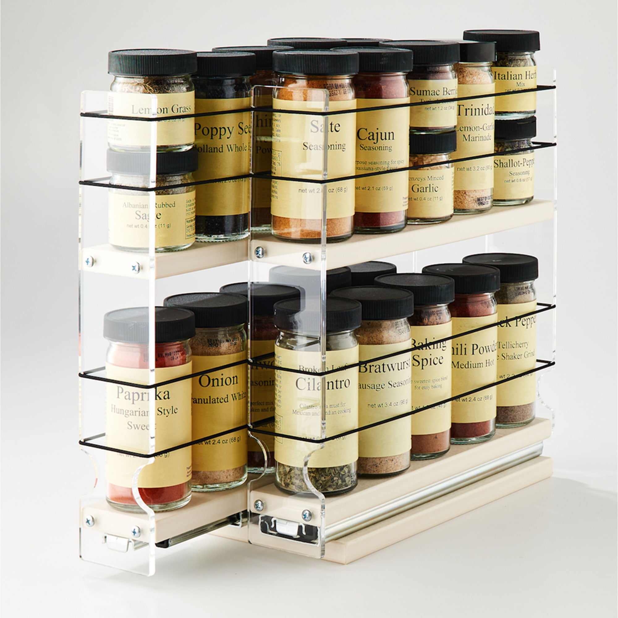 Vertical Spice Tier Sliding Spice Rack Organizer for Standard Spice Jars (Used) - VMInnovations
