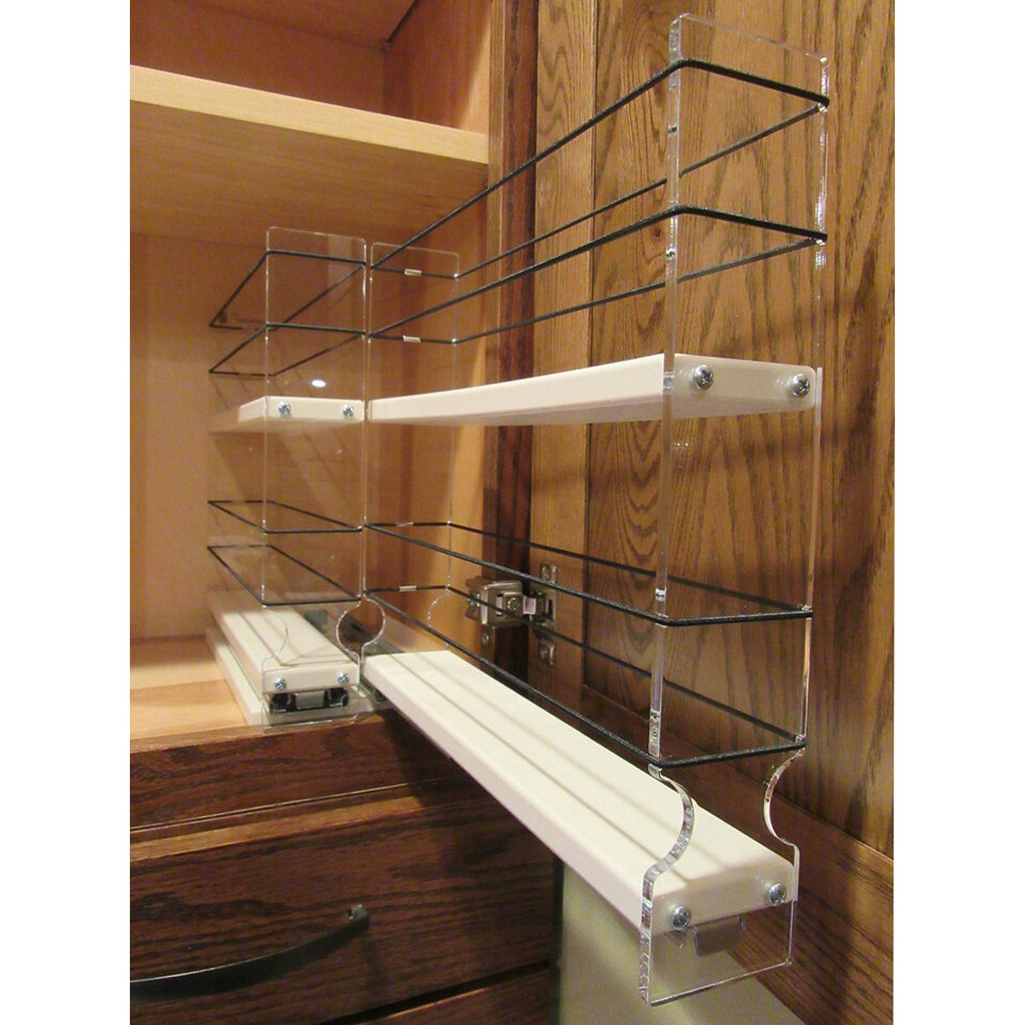 Vertical Spice Tier Sliding Spice Rack Organizer for Standard Spice Jars (Used) - VMInnovations