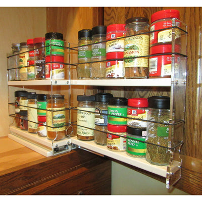 Vertical Spice Tier Sliding Spice Rack Organizer for Standard Spice Jars (Used) - VMInnovations