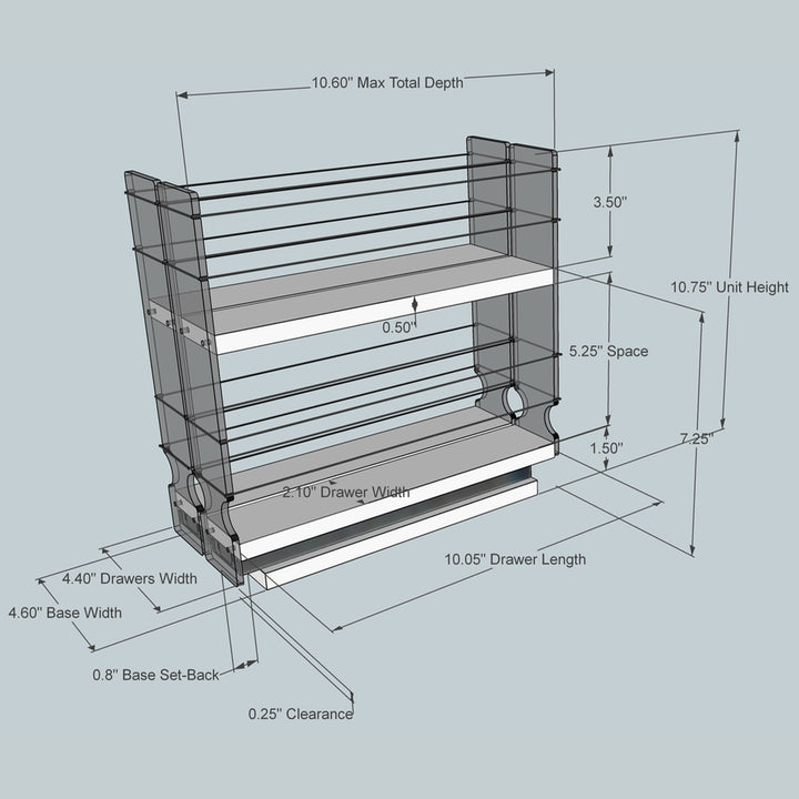 Vertical Spice Tier Sliding Spice Rack Organizer for Standard Spice Jars (Used)