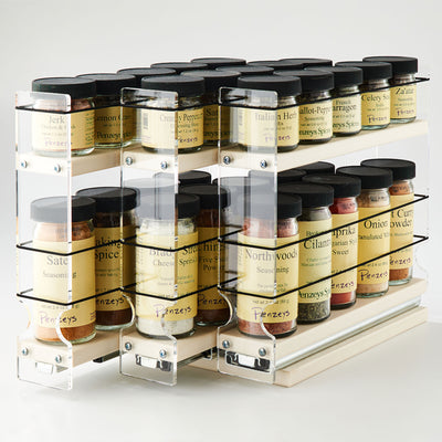 Vertical Spice 10.6" x 6.9" x 9.25" Cabinet Mount 2-Tier Spice Drawer, Cream